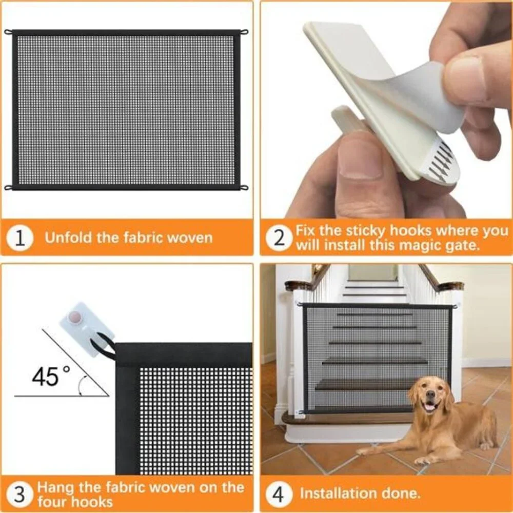 Dog Gate for Stairs Pet Gates for The House: Dogs Screen Mesh Gate for Doorways